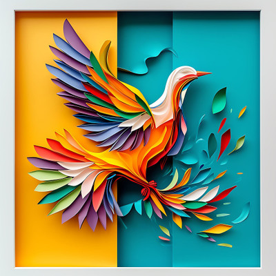 SoFFXia 18 inch Dove_Origami 3D Animals Decorative Wall Sticker for Living Room, Home Self Adhesive Sticker(Pack of 1)