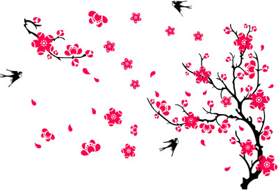 Epithet Studio 95 cm CS Birds On Brach Wall Sticker Self Adhesive Sticker(Pack of 1)