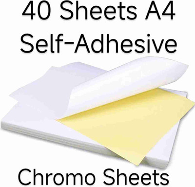 Mynx 8.3 inch Chromo Self Adhesive A4 Size 160 GSM Inkjet Inktank Laser Printer Dries Quickly Self Adhesive Sticker(Pack of 40)