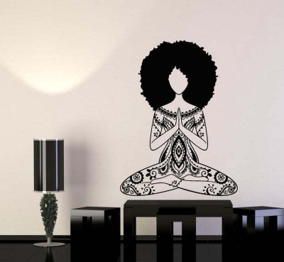 SnappyVinyl 33 cm Yoga Center Meditation Room Girl Lotus Pose Stickers Mural (g7565) Self Adhesive Sticker(Pack of 1)