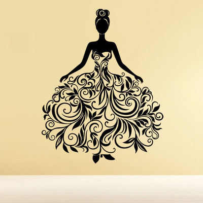 walkart 2.54 cm gorgeous girl with floral design Removable Sticker(Pack of 1)