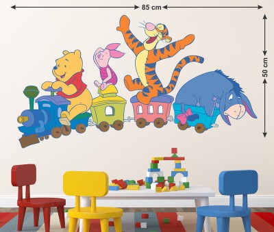 LANSTICK 45 cm Animals with train ride wallsticker Self Adhesive Sticker(Pack of 1)