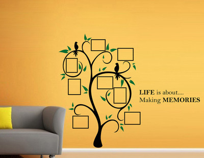Wallme 140 cm Family Frame Tree | Non-Reusable Stickers Self Adhesive Sticker(Pack of 1)