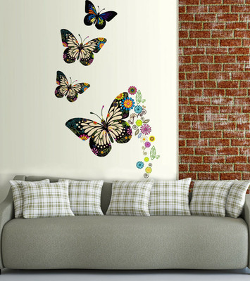 walkart 2.54 cm colourful butterflies in your room Removable Sticker(Pack of 1)