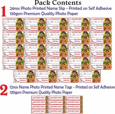 Siragudesign 8.5 cm Notebook Name slip (8.5cm x 5cm) and Name Tags(6.7cm x 1.7cm) Self Adhesive Sticker(Pack of 36)