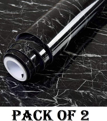SIRTERIQ 400 cm Self-Adhesive Removable Kitchen Marble Sticker Shining Oil Proof & Waterproof Self Adhesive Sticker(Pack of 2)