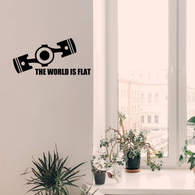 SnappyVinyl 29 cm The World is Flat Engine Self Adhesive Sticker(Pack of 1)
