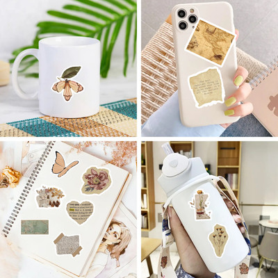SoFFXia 5.5 cm Vintage Sticker Daily Planner, Water Bottles, Handbook Junk Diary & More Non-Reusable Sticker(Pack of 45)