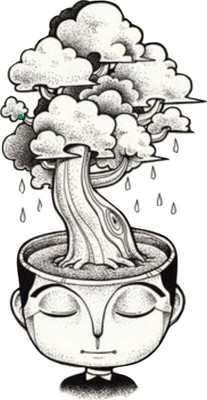 Vijaya enterprises 61 cm Raining In the Man face Cup Magnetic Sticker (Pack of 1) Self Adhesive Sticker(Pack of 1)