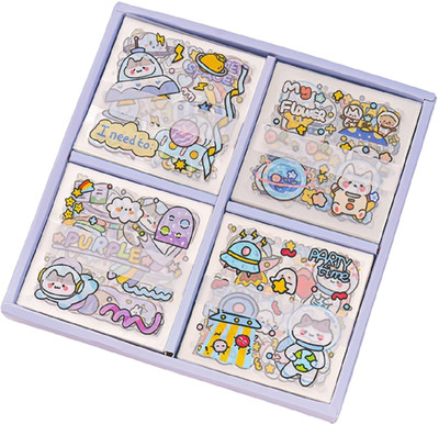 Skstore 22.8 cm Kawaii Stickers Gift Box Set 100 Sheets Decorative Stickers for Scrapbook Removable Sticker(Pack of 1)