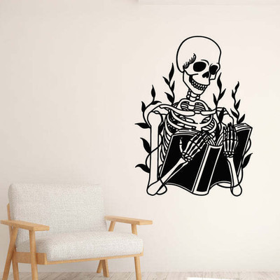 Xskin 27 cm Reading Skeleton Open Book Skull Self Adhesive Sticker(Pack of 1)