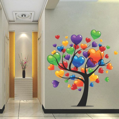 WINNINGCARFT 60 cm WALL STICKER 60 cm MULTICOLOR TREE Self Adhesive Sticker Self Adhesive Sticker(Pack of 1)