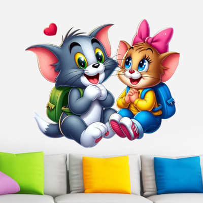Krishna Sticker 48 cm Education Tom and Jerry Self Adhesive Sticker(Pack of 1)