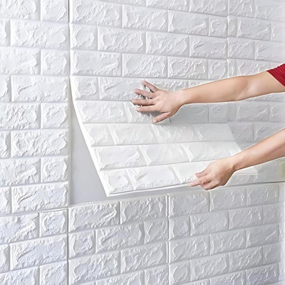 Pamidhar 77 cm Self Adhesive Foam Brick Wall Stickers Panel Wallpaper for Kitchen,Bedroom Self Adhesive Sticker(Pack of 1)