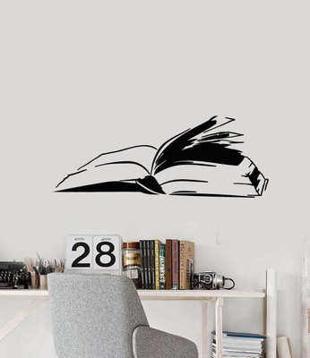 SnappyVinyl 66 cm Reading Room Open Book Easy to apply Wall Sticker Self Adhesive Sticker(Pack of 1)