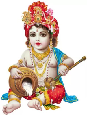 WallFX 30 inch Bal Krishna wall Stickrer Self Adhesive Sticker(Pack of 1)