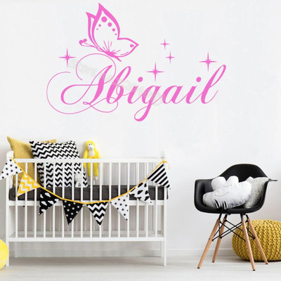SnappyVinyl 27 cm beautiful Butterflies Custom Name wall Stickers Self Adhesive Sticker(Pack of 1)