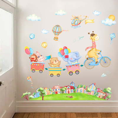SmartWindow 60 cm Cartoon Bicycle Animals Kids Self Adhesive Home Décor Wallsticker (60CM x 90CM) Self Adhesive Sticker(Pack of 1)