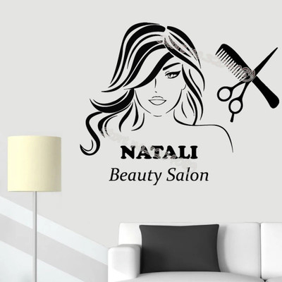 SnappyVinyl 42 cm barbershop Personalized Custom Name Self Adhesive Sticker(Pack of 1)