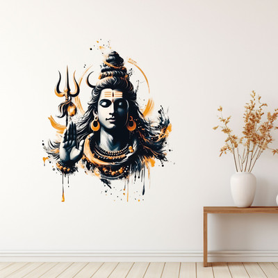 ArtfulDecals 60 cm 3D shiva wall sticker Self Adhesive Sticker(Pack of 1)