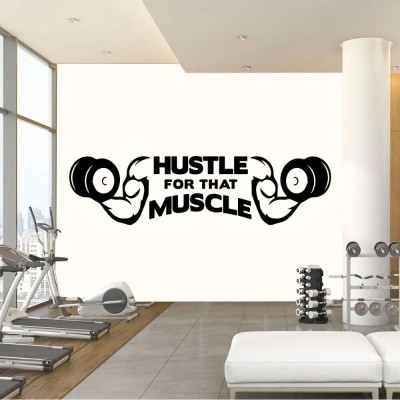 Xskin 57 cm Hustle For That Muscle Home Gym Self Adhesive Sticker(Pack of 1)