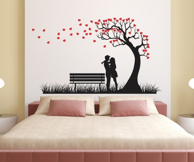 Wollzo 130 cm Love Couple Removable Sticker(Pack of 1)