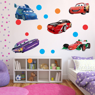 Décor vibe 65 cm latest 3D Car s Removable for Living Room,Hall,Home Décor (91 Cm X 65 Cm ) Self Adhesive Sticker(Pack of 1)
