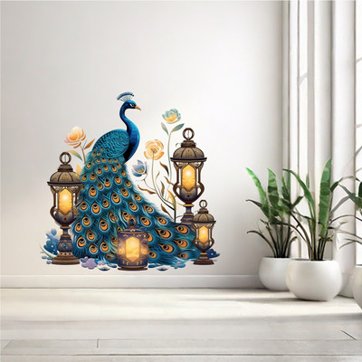 stylishdecor 60 cm Elegant Decorative Beautiful Peacock Art for a Touch of Luxury Self Adhesive Sticker(Pack of 1)