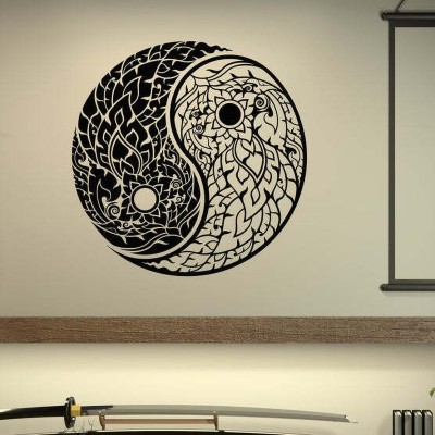 SnappyVinyl 27 cm Thai Art Yin Yang Self Adhesive Sticker(Pack of 1)