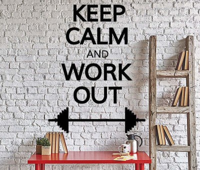 SnappyVinyl 27 cm Keep Calm And Work Out Self Adhesive Sticker(Pack of 1)