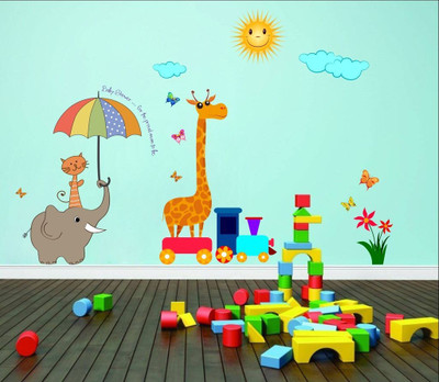 Epithet Studio 141 cm 'Animals Animated' Wall sticker Self Adhesive Sticker(Pack of 1)