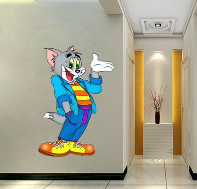 Krishna Sticker 60 cm tom and jerry Self Adhesive Sticker(Pack of 1)