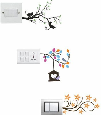 Crown Decals 15 cm Switch board sticker Self Adhesive Sticker(Pack of 3)