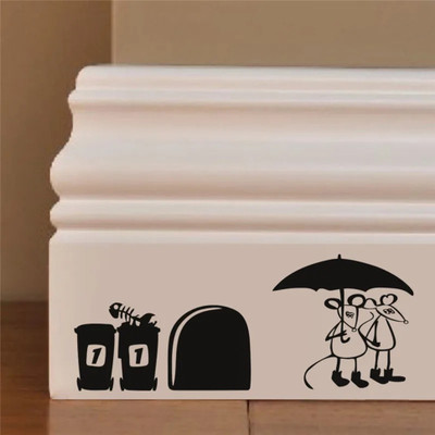 SnappyVinyl 30 cm Mouse Enjoying Rain Self Adhesive Sticker(Pack of 1)