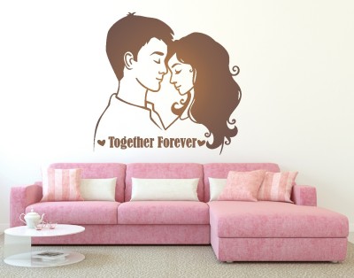Wallzone 50 cm Together Forever Pvc Vinyl Wallsticker For Decorations Self Adhesive Sticker(Pack of 1)