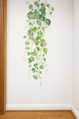 MY WALLORA 73 cm Green Plant Vine Leaves Wall Sticker Leaves for Bedroom Self Adhesive Sticker(Pack of 1)