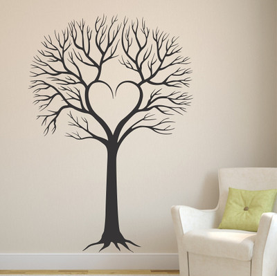 Wallme 120 cm Heart tree | Non-Reusable Stickers Self Adhesive Sticker(Pack of 1)