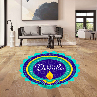 decorplusdecal 18 inch Happy Diwali Floor Decal, Decorative Festival Rangoli Design Self Adhesive Sticker(Pack of 1)