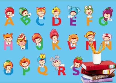 JAAMSO ROYALS 114.3 cm Cartoon ABCD Kids Room Wall Sticker (45 x 60 CM) Self Adhesive Sticker(Pack of 1)