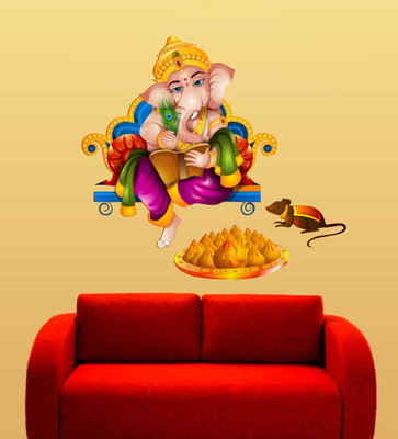 STICKER STUDIO 48 cm Ganesh Ji Face Wall Sticker & Decal Self Adhesive Sticker(Pack of 1)
