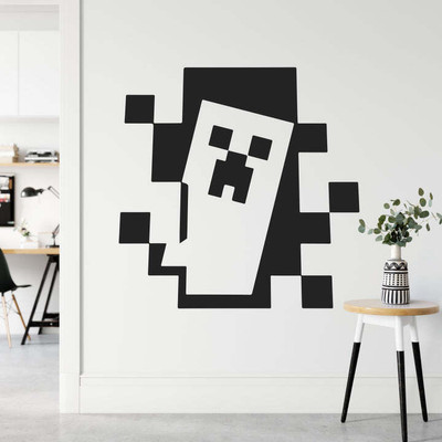 SnappyVinyl 40 cm Minecraft Creeper Hole In Self Adhesive Sticker(Pack of 1)