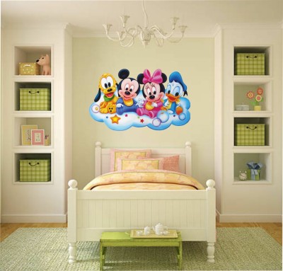 Jagvii 40 cm Cartoon Mickey Mouse Wall Sticker for Kids Room Self Adhesive Sticker(Pack of 1)