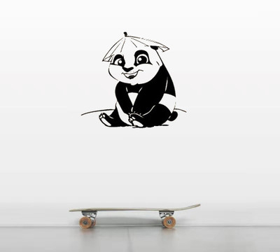 SnappyVinyl 30 cm little panda Self Adhesive Sticker(Pack of 1)