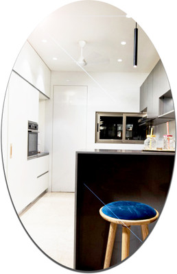 Decal O Decal 30 cm Oval Shape Adhesive Mirror Sticker for Wall, Tiles, Bedroom, Living Room Mirror Self Adhesive Sticker(Pack of 1)