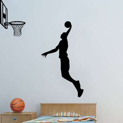 Wallme 100 cm Basketball Player | Non-Reusable Sticker Self Adhesive Sticker(Pack of 1)
