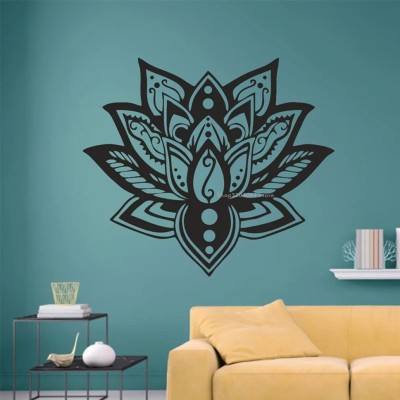 SnappyVinyl 42 cm Mandala Flower Wall Sticker Floral Lotus Line Art Self Adhesive Sticker(Pack of 1)