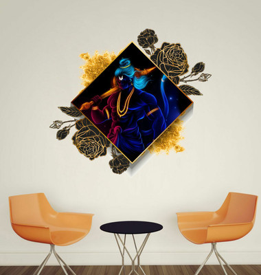 DivineDesigns 56 cm Colorful Hanuman Ji Wall Sticker Self Adhesive Sticker(Pack of 1)