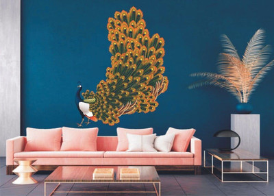 parth decor 74 cm peacock wall sticker Self Adhesive Sticker(Pack of 1)