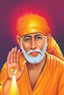 Online Collection 18 inch Lord Shirdi Sai baba Sticker Posters (18 inch X 12 inch, Rolled in) Non-Reusable Sticker(Pack of 1)