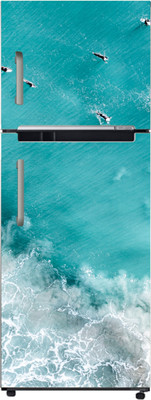 Design Decor 60.96 cm Fridge Door Sticker Ocean Beach Watter double door refrigerators Wrap Size 24x60 Self Adhesive Sticker(Pack of 1)